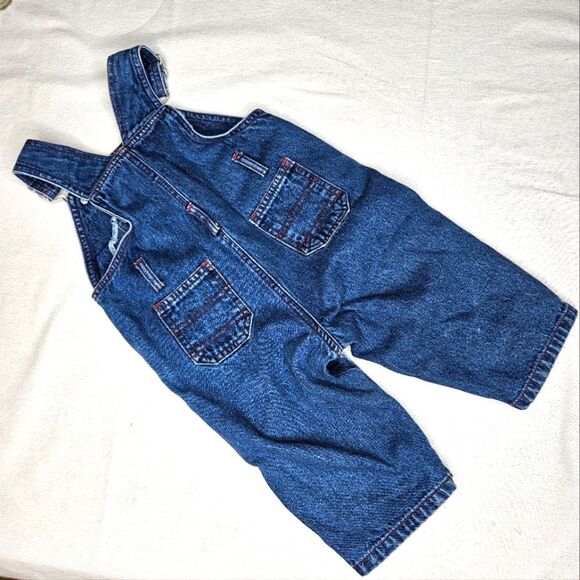 Moonbeams Indigo Blue Denim Felt Applique Cozy Puppy Adjustable Straps Overalls - Picture 7 of 11